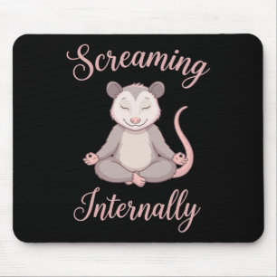 Screaming Internally Funny Meditating Yoga Opossum Mouse Mat