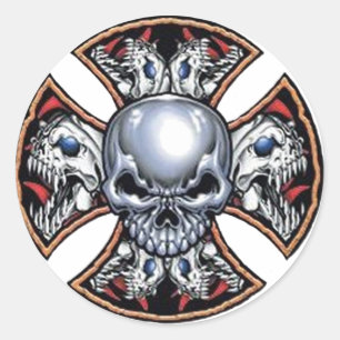 Screaming Iron Skull Classic Round Sticker