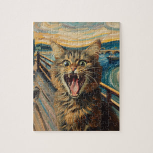 Screaming Kitty Fine Art Parody Jigsaw Puzzle