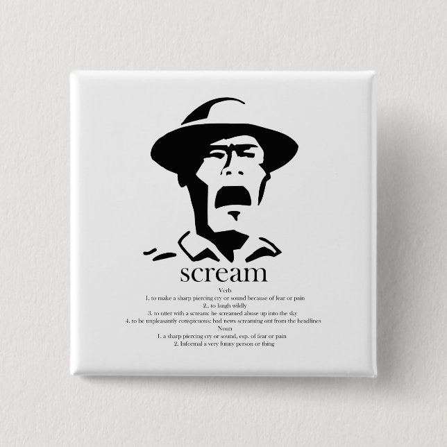 screaming man with definition 15 cm square badge (Front)