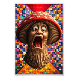 Screaming mushroom man graphic art print