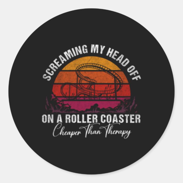 Screaming On A Roller Coaster Roller Coaster Classic Round Sticker (Front)