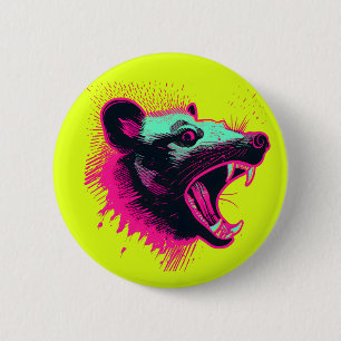 Screaming Opossum 6 Cm Round Badge
