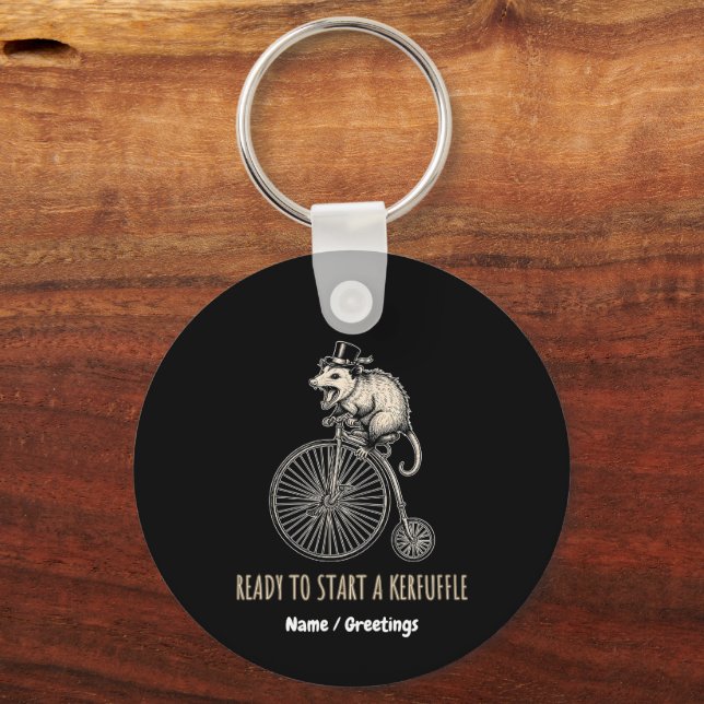 Screaming Opossum Kerfuffle Vintage Bicycle Key Ring (Front)