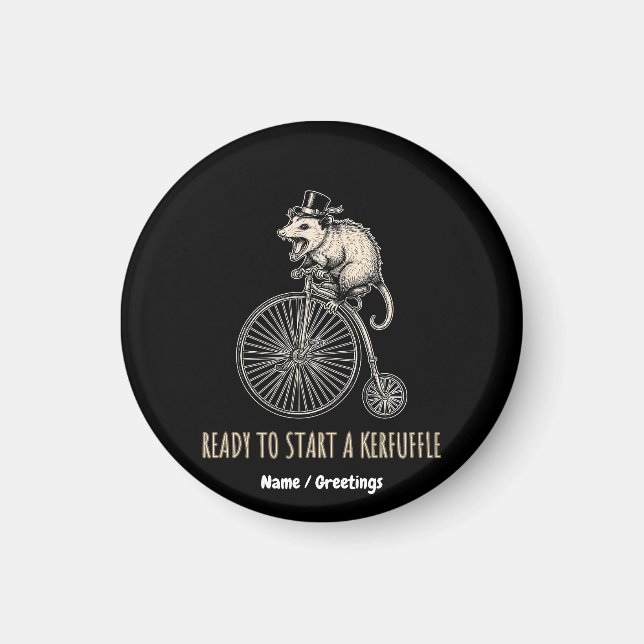 Screaming Opossum Kerfuffle Vintage Bicycle Magnet (Front)