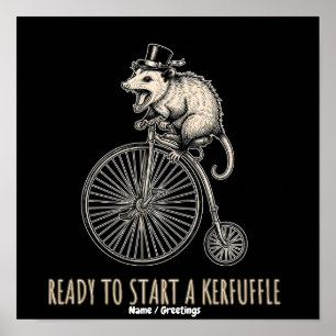 Screaming Opossum Kerfuffle Vintage Bicycle Poster