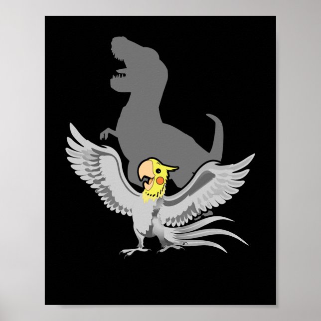 Screaming Parrot Birb Memes Funny T-Rex Cockatiel Poster (Front)