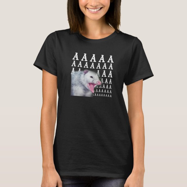 Screaming Possum Aaaa Cute Opossum Meme T-Shirt (Front)