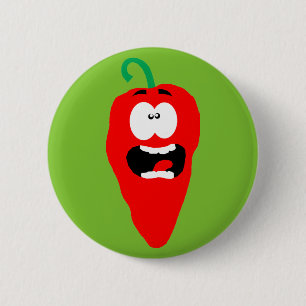 Screaming Red Hot Chilli Pepper 6 Cm Round Badge