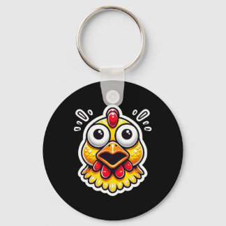 Screaming Rubber Chicken Funny Surprised Farm  Key Ring
