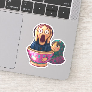 Screaming Russian Doll Sticker