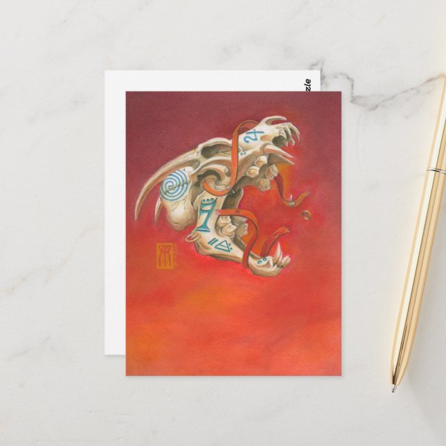 Screaming Skull Mini Print Postcard (Front/Back In Situ)