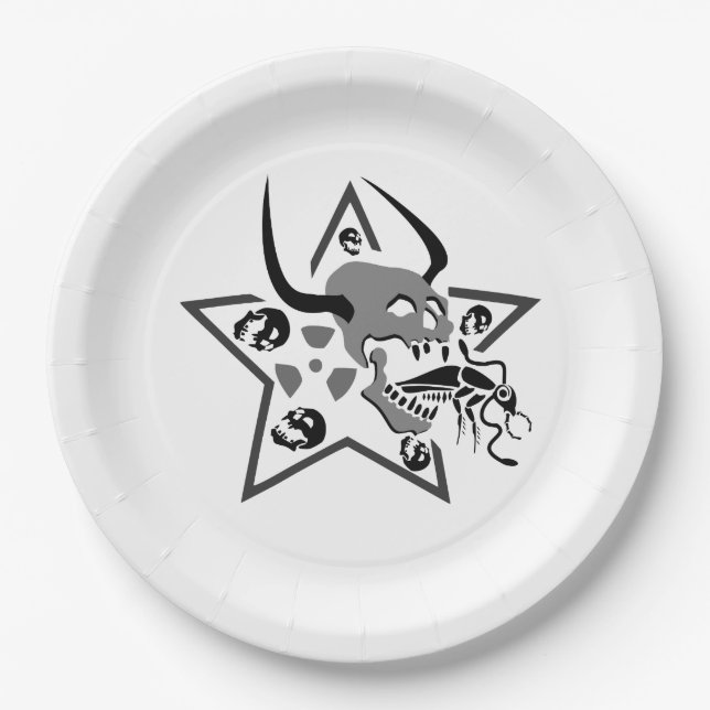 Screaming Skull Pentagram Paper Plate (Front)