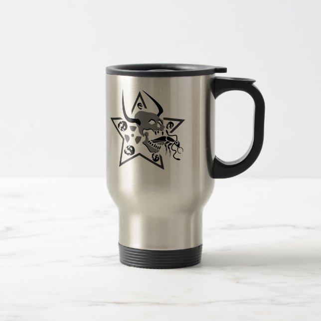 Screaming Skull Pentagram Travel Mug (Right)