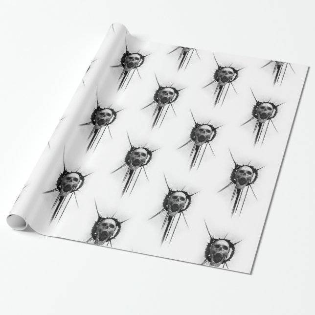 Screaming Skull Wrapping Paper (Unrolled)