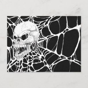 Screaming Web Skull Postcard