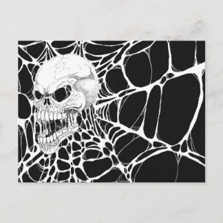 Screaming Web Skull Postcard