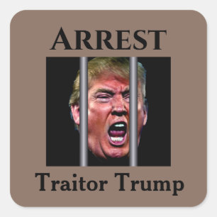 Screaming Whining Trump Head Behind Prison Bars Square Sticker