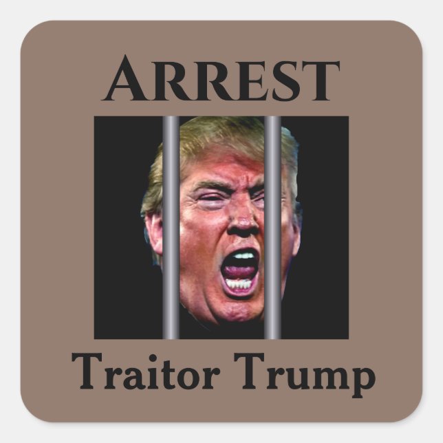 Screaming Whining Trump Head Behind Prison Bars Square Sticker (Front)