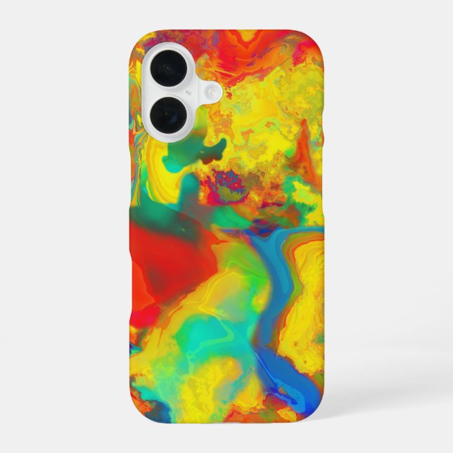 Screaming Yellow Oil and Water Don't Mix iPhone 16 Case (Back)