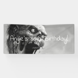 screaming zombie birthday banner