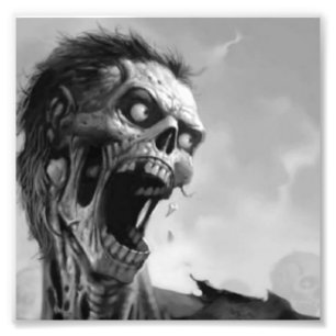 screaming zombie photo print