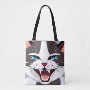 Screeching Blue Eyed Cat Tote Bag