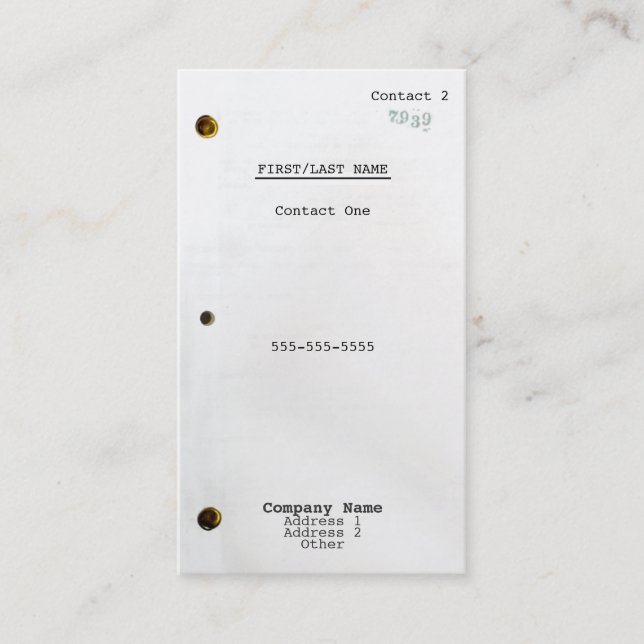 Screenplay Business Card (Front)