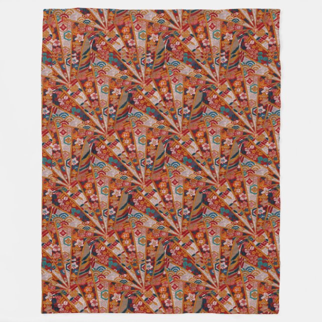 Screens Oriental Fabric Fleece Blanket (Front)