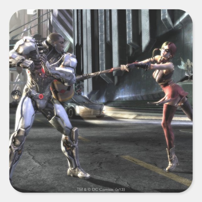 Screenshot: Cyborg vs Harley Square Sticker (Front)