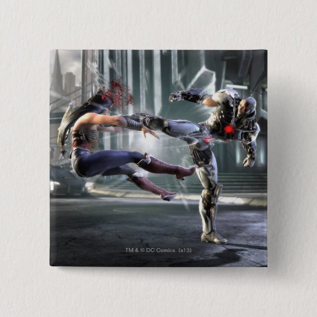 Screenshot: Wonder Woman vs Cyborg 15 Cm Square Badge (Front)