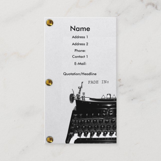 Screenwriter Scriptwriter Film  business card (Front)