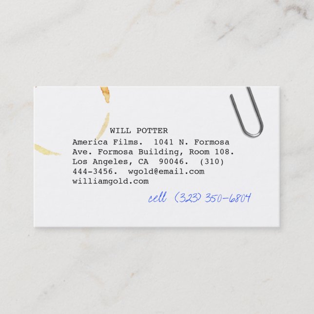 Screenwriter v business card (Front)