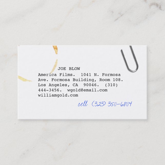 Screenwriter vi business card (Front)