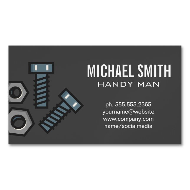 Screw and Bolts Magnetic Business Card (Front)