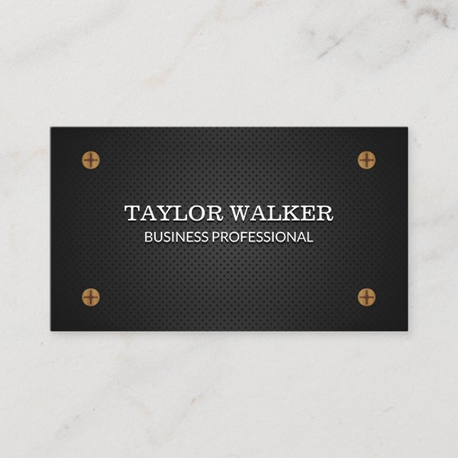 Screw and Metal Mesh Background Business Card (Front)
