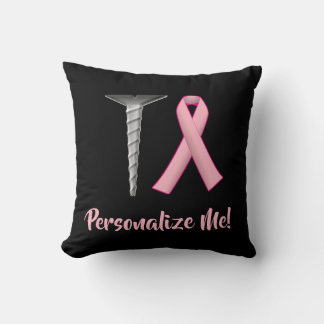 Screw Breast Cancer! Survivors Humour Throw Pillow