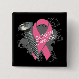 Screw Cancer - Grunge Breast Cancer 15 Cm Square Badge