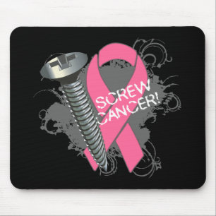 Screw Cancer - Grunge Breast Cancer Mouse Mat