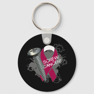 Screw Cancer - Grunge Head and Neck Cancer Key Ring