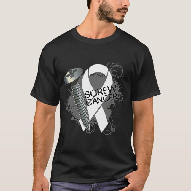 Screw Cancer - Grunge Lung Cancer T-Shirt (Front)