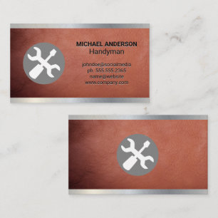 Screw Driver Wrench   Leather Texture Business Card