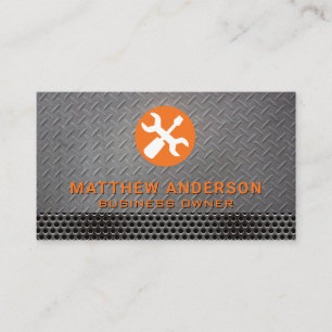Screw Driver Wrench   Metal Background   Steel Business Card