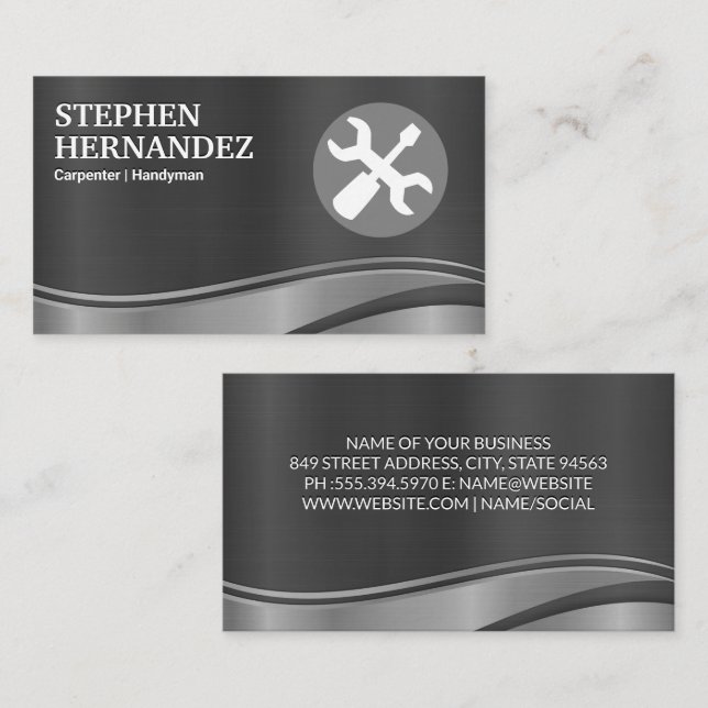 Screw Driver | Wrench | Metallic Business Card (Front/Back)