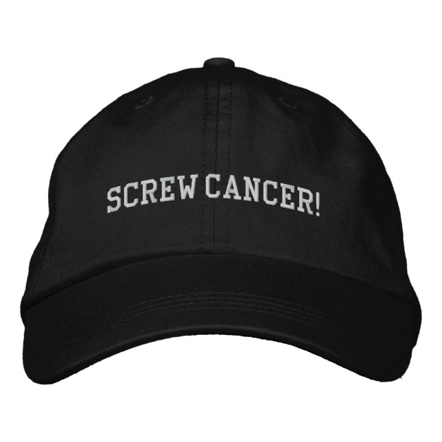 Screw Lung Cancer White Block Letters Embroidered Hat (Front)