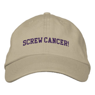 Screw Pancreatic Cancer Dark Purple Letters Embroidered Hat