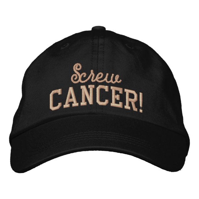 Screw Uterine Cancer Peach Letters Embroidered Hat (Front)