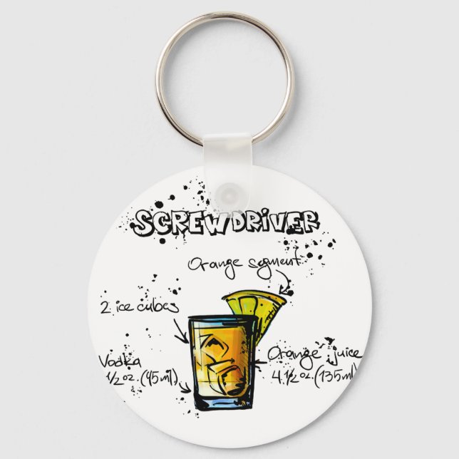Screwdriver Cocktail Recipe Key Ring (Front)