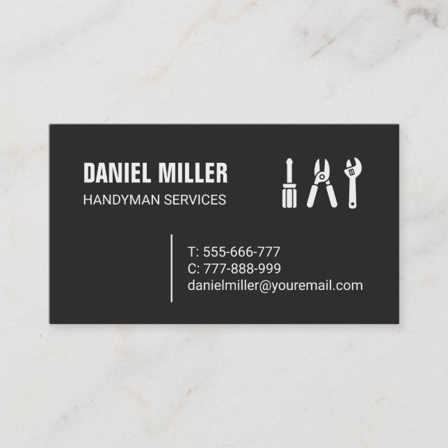 Screwdriver Cutter Spanner Tools Handyman Business Card (Front)