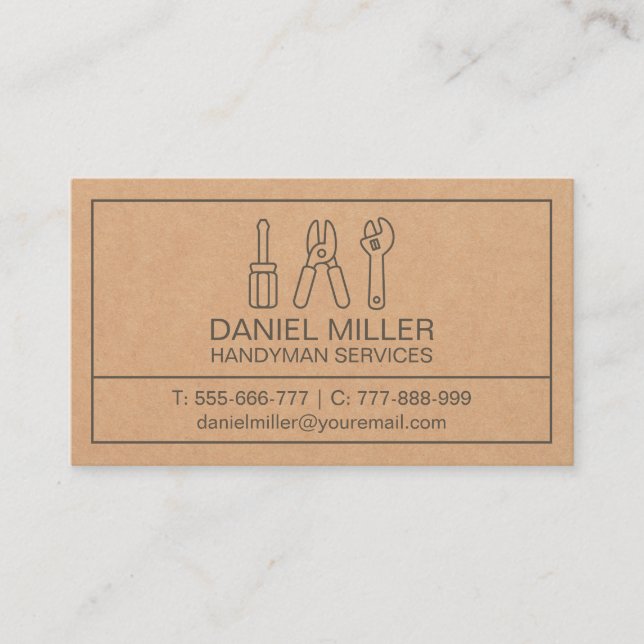 Screwdriver Wire Cutter Spanner Handyman Texture Business Card (Front)